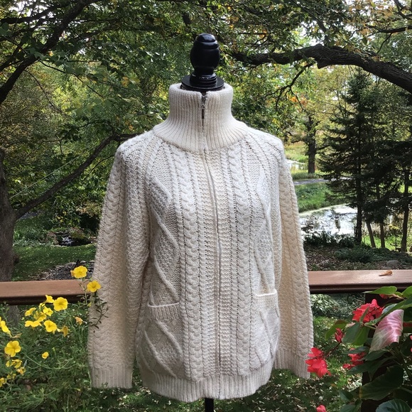 Aran Crafts Cable Knit Cardigan Full Zipper